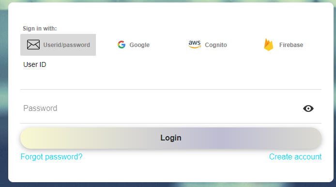 Login component with provider selection.